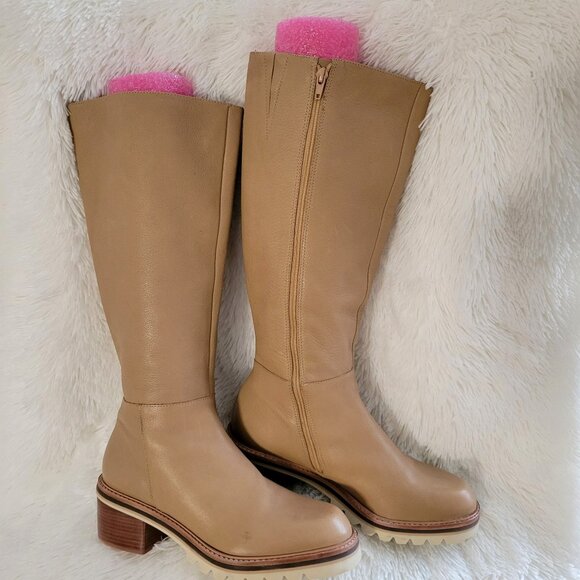 Bernardo Susana Calfskin Tall Riding Boots in Beige/Tan US 10M - Picture 4 of 11